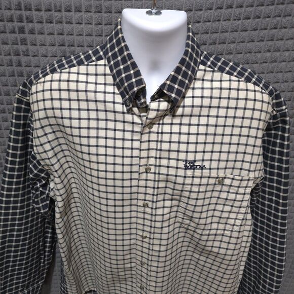 VTG MoBetta Canvas Long Sleeve Shirt Mens Large Blue Check Heavy Western Button - Picture 10 of 15